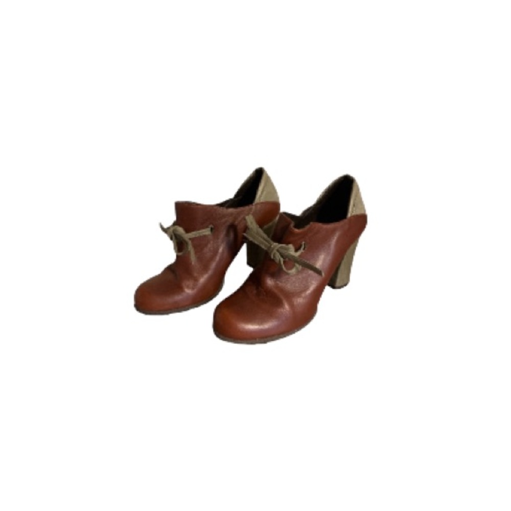 Audley London Maroon and Sage Leather Booties - Women’s Size 38.5